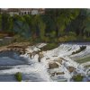 Falling Water, Arno River, Florence, Italy - Detail - Oil on Canvas - 13.5" x 10"